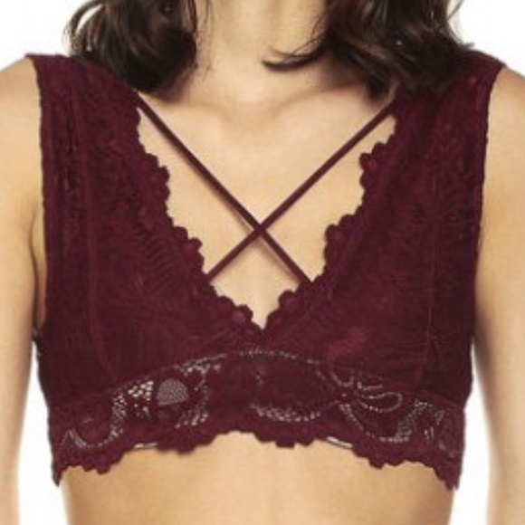 LACE BURGUNDY BRALETTE - Picture 2 of 4